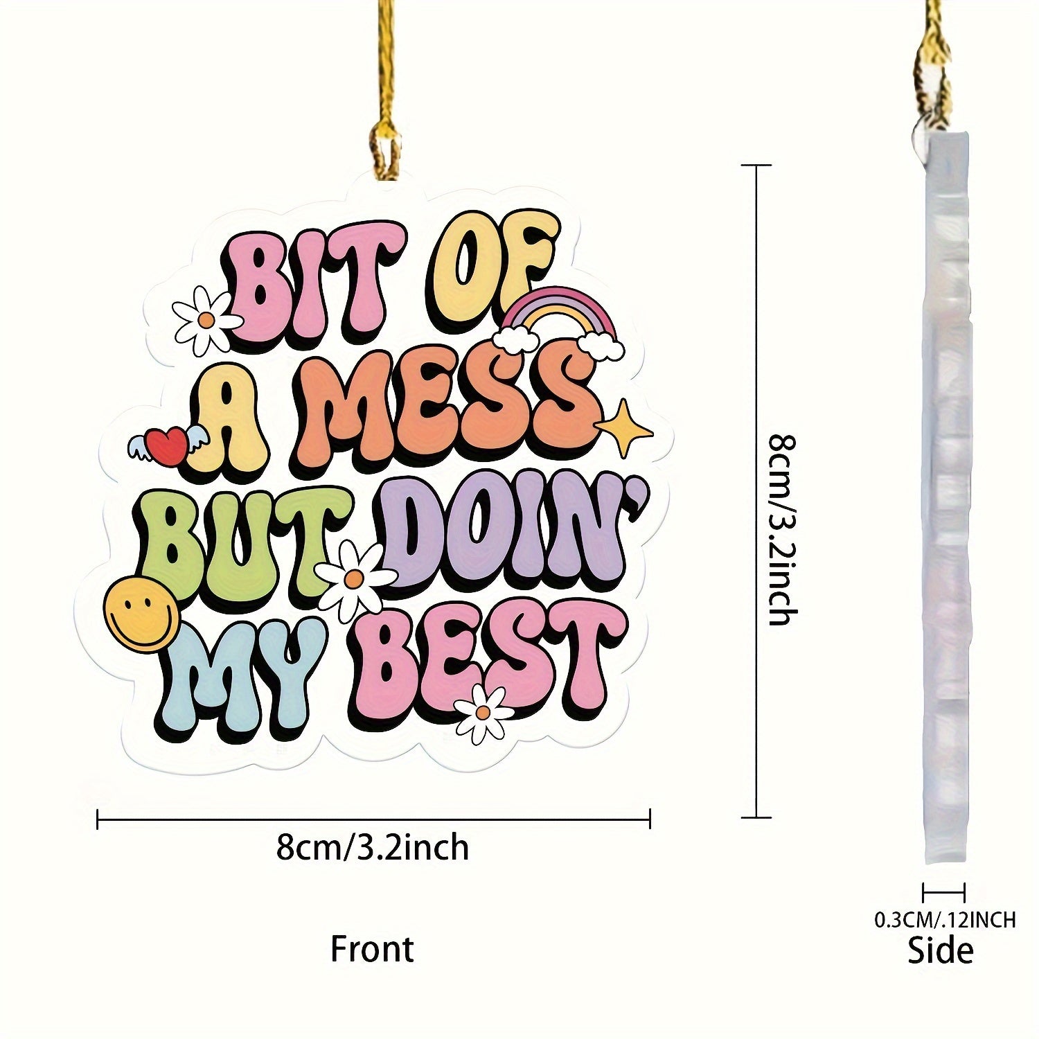 Akril osilgan bezak 2D Avtomobil oynasi uchun pendants kalit zanjir Sevgi kuni