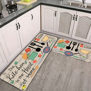 Anti-Fatigue Kitchen Rug Floral Non-Slip Waterproof Machine Washable
