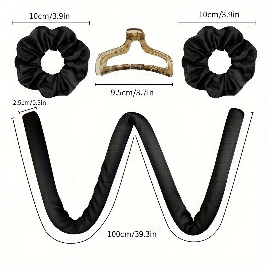 Juego de rulos sin calor para mujer con clips antideslizantes y lazos para el cabello