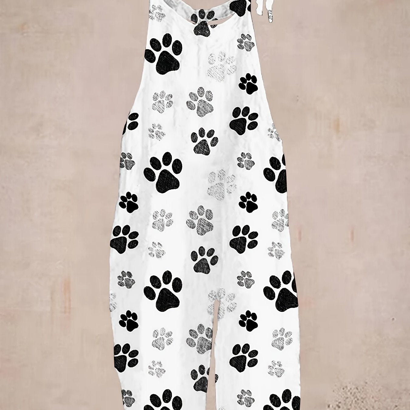 Plus Size Women's Animal Print Jumpsuit Breathable Sleeveless Romper Black White Casual