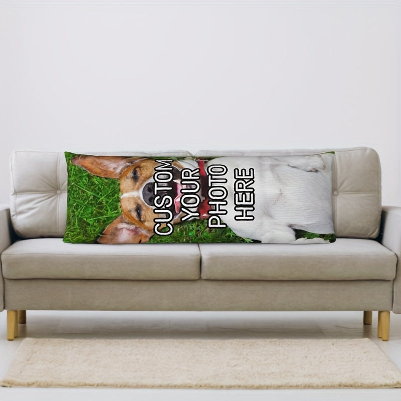 Custom Pet Photo Body Pillow Cover Reversible Plush 20x54 Inches