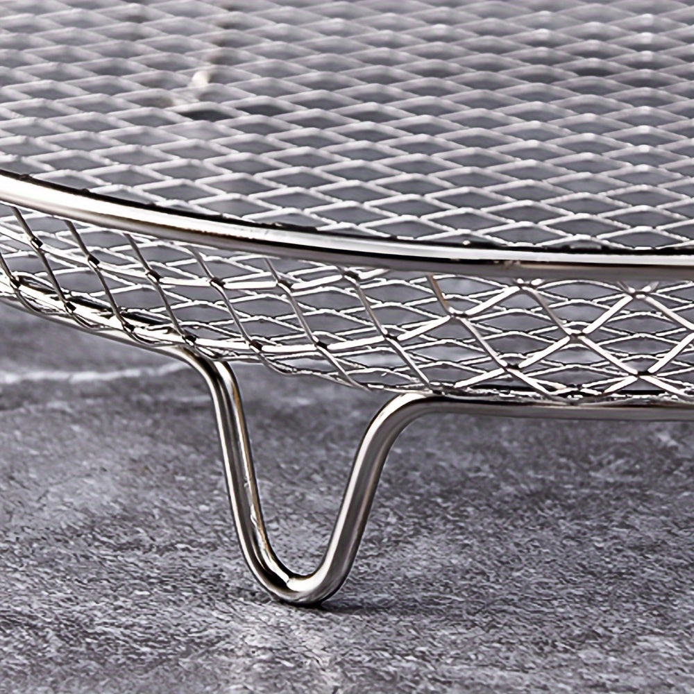 Havoni qovurish uchun zanglamaydigan po'latdan yasalgan aksessuar to'plami - doira panjara, bug' racki, quritish stendi, BBQ savati va ortiqcha filtrni o'z ichiga oladi.