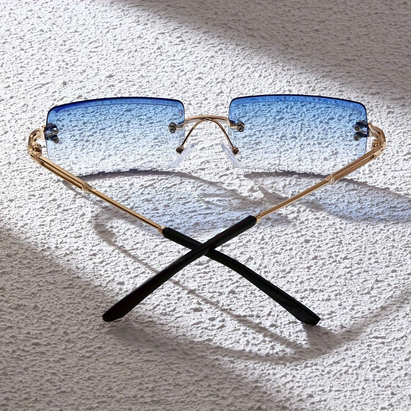 Безободковые прямоугольные очки со градиентными линзами, набор из 3 металлических оправ с зеркальной отделкой для пляжа и путешествий