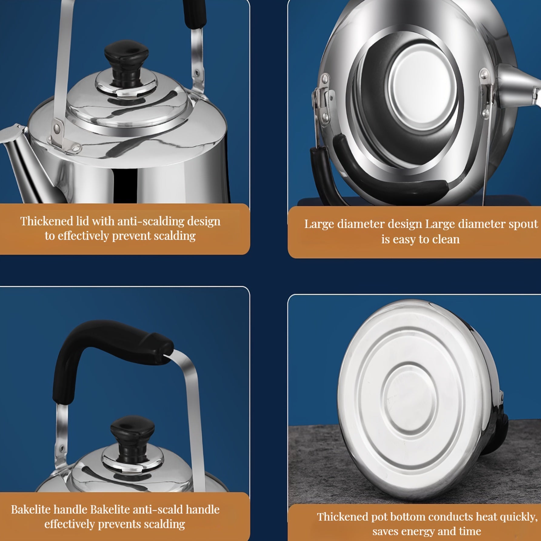 Stainless Steel Whistling Kettle Large Capacity for Gas Stove Induction Outdoor