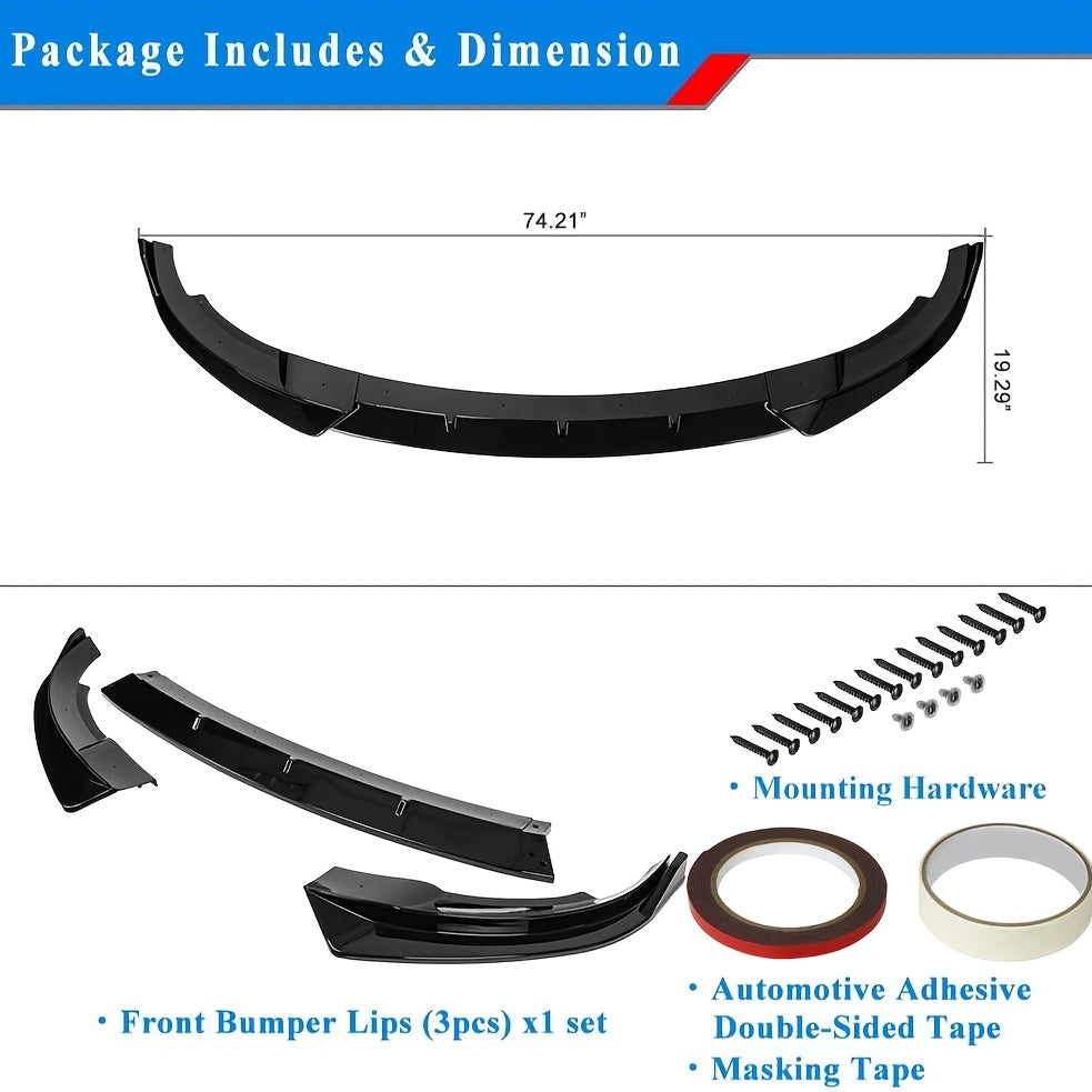 Front Bumper Lip Splitter Kit Black Carbon Fiber Style for Model Y