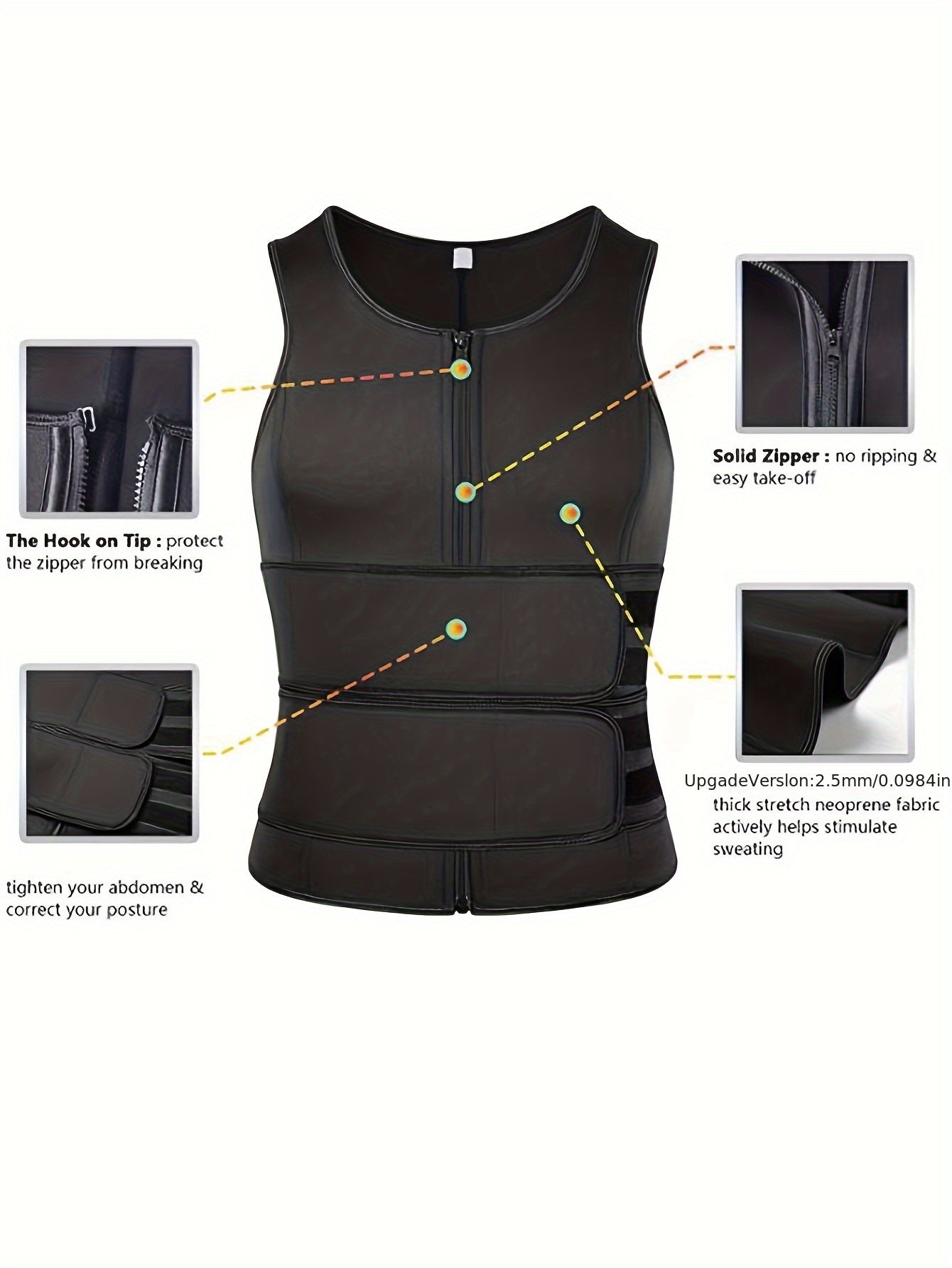 Men's Slimming Body Shaper Vest with Waist Trimmers Neoprene Nylon Tummy Control All-Season