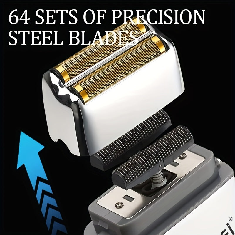 Rotary Electric Shaver Silver Dual Mesh Aluminum Alloy