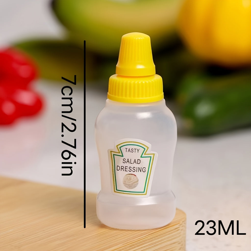 Set of 4 Mini Sauce Dispenser Bottles for Salad Ketchup Honey Soy Plastic