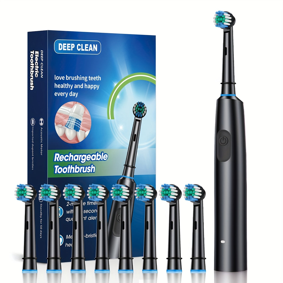 Automatic Rechargeable Electric Toothbrush for Adults Black with 5 Modes