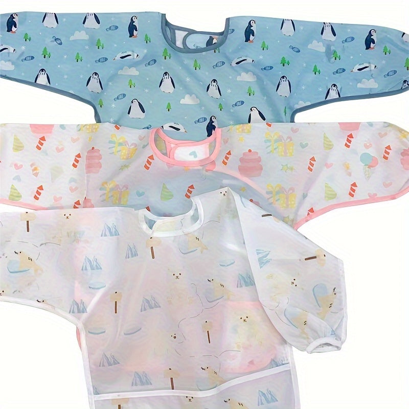 Unisex Waterproof Baby Bib with Hood and Snap Closure Polyester Fiber Feeding Apron