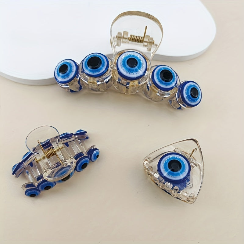 Set of 3 Non-Slip Evil Eye Hair Claws for Ponytails Hair Accessories