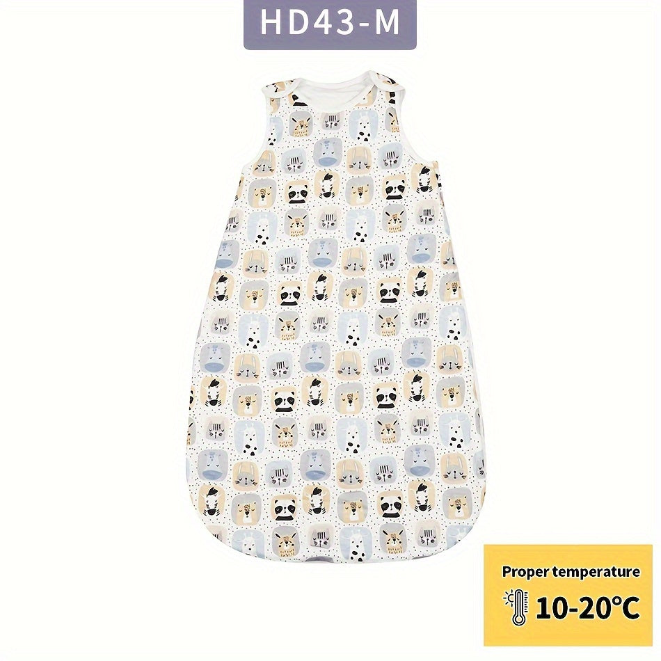 Winter Soft Sleeping Bag for Kids with Leaf and Animal Print Sleeveless Design