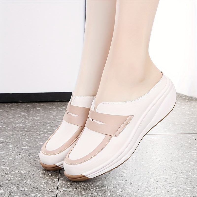 Women's Wedge Mules Platform Slides Open Toe Breathable Vacation