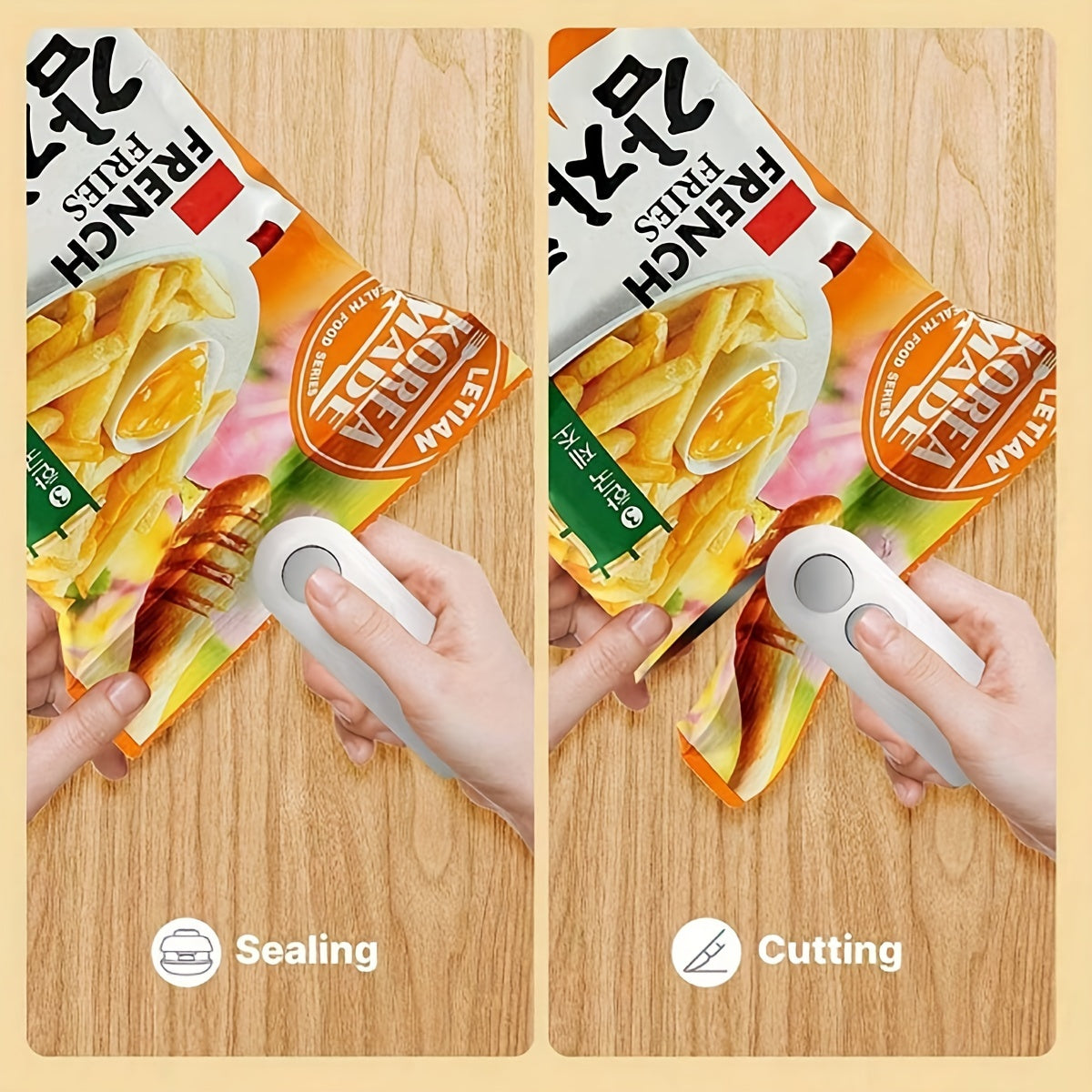 Перезаряжаемый запайщик для закусок с встроенным ножом для измельчения, герметичная тепловая запайка