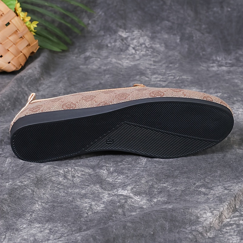 Women's Heart Pattern Slip-On Flats Fabric Shoes Comfortable All-Season