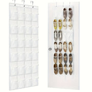 24-Pocket Hanging Shoe Organizer for Door Non-Woven Fabric Slippers and High Heels