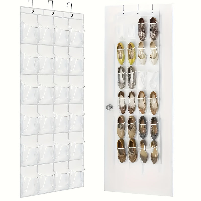 24-Pocket Hanging Shoe Organizer for Door Non-Woven Fabric Slippers and High Heels