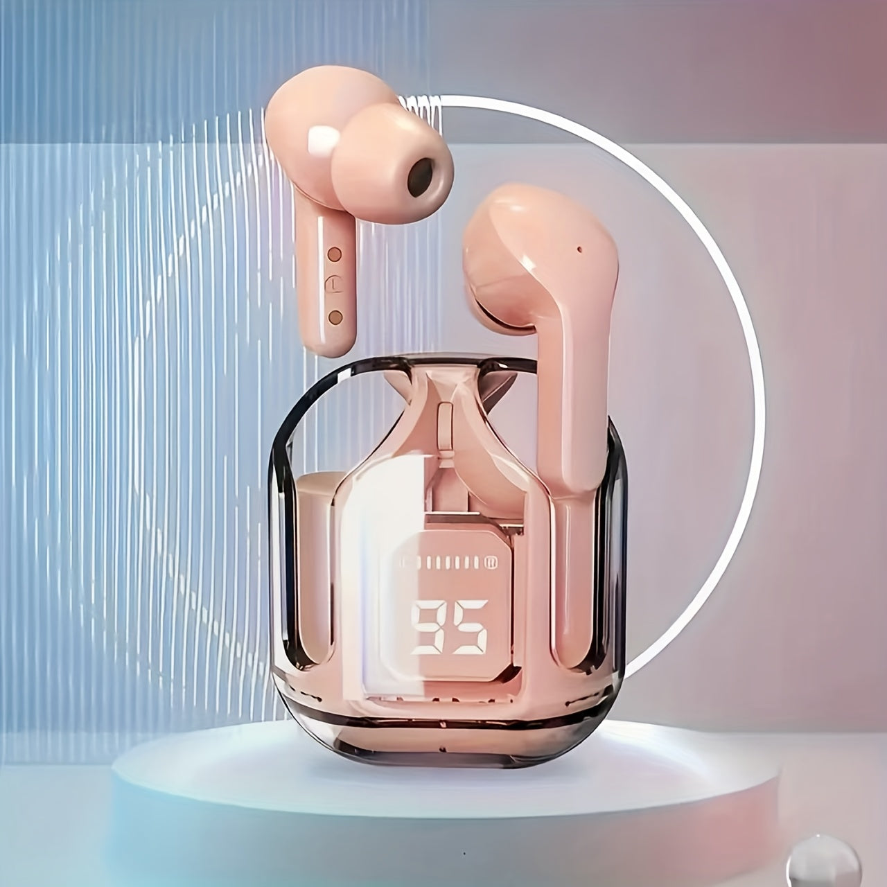 Shaffof simsiz quloqchinlar, uzoq muddatli batareya, yangicha dizayn, sport uchun ideal unisex sovg'a, kondensator mikrofon va Type-C USB zaryadlash bilan. Zaryadlovchi kiritilmagan.