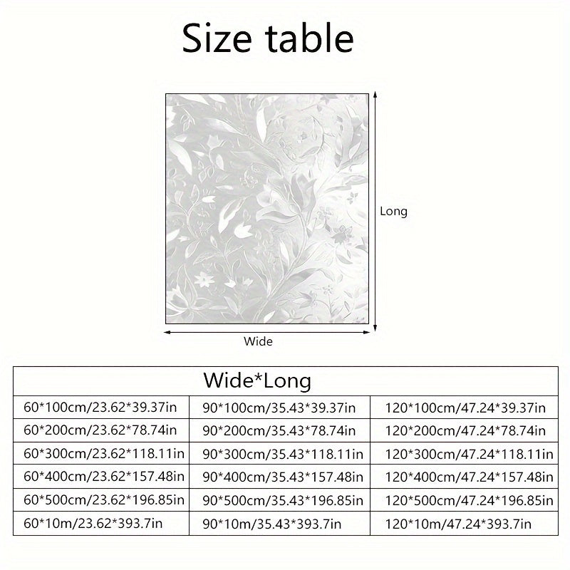 Electrostatic Non-Adhesive Glass Window Film with Tulip Pattern for Home Decor
