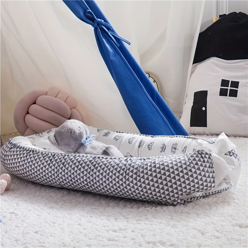 Kids Travel Bed Portable Foldable Washable with Anti-Pressure Cotton and Removable Pillow
