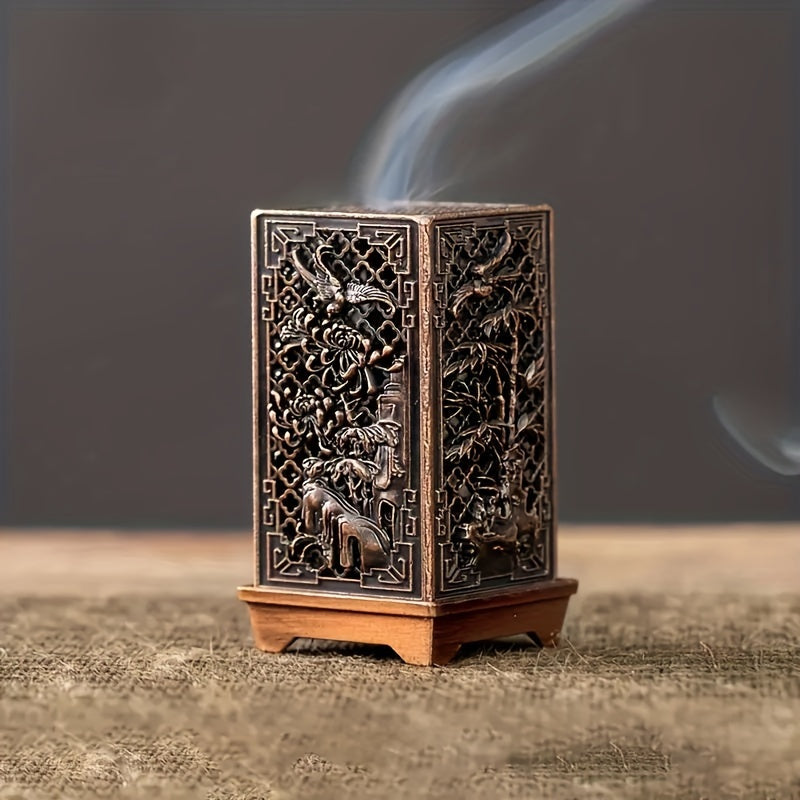 Metal Incense Holder with Traditional Chinese Designs for Home Aromatherapy and Decoration