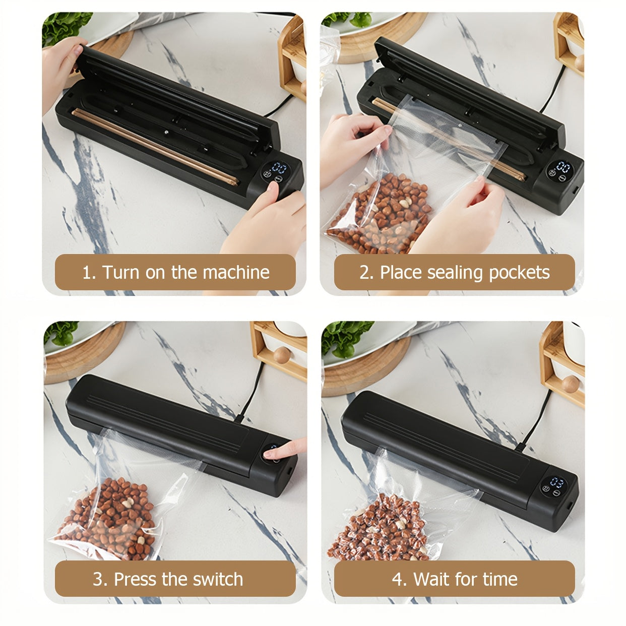 Electric 2-in-1 Vacuum Sealer Food Preservation Machine for Home Use Compact