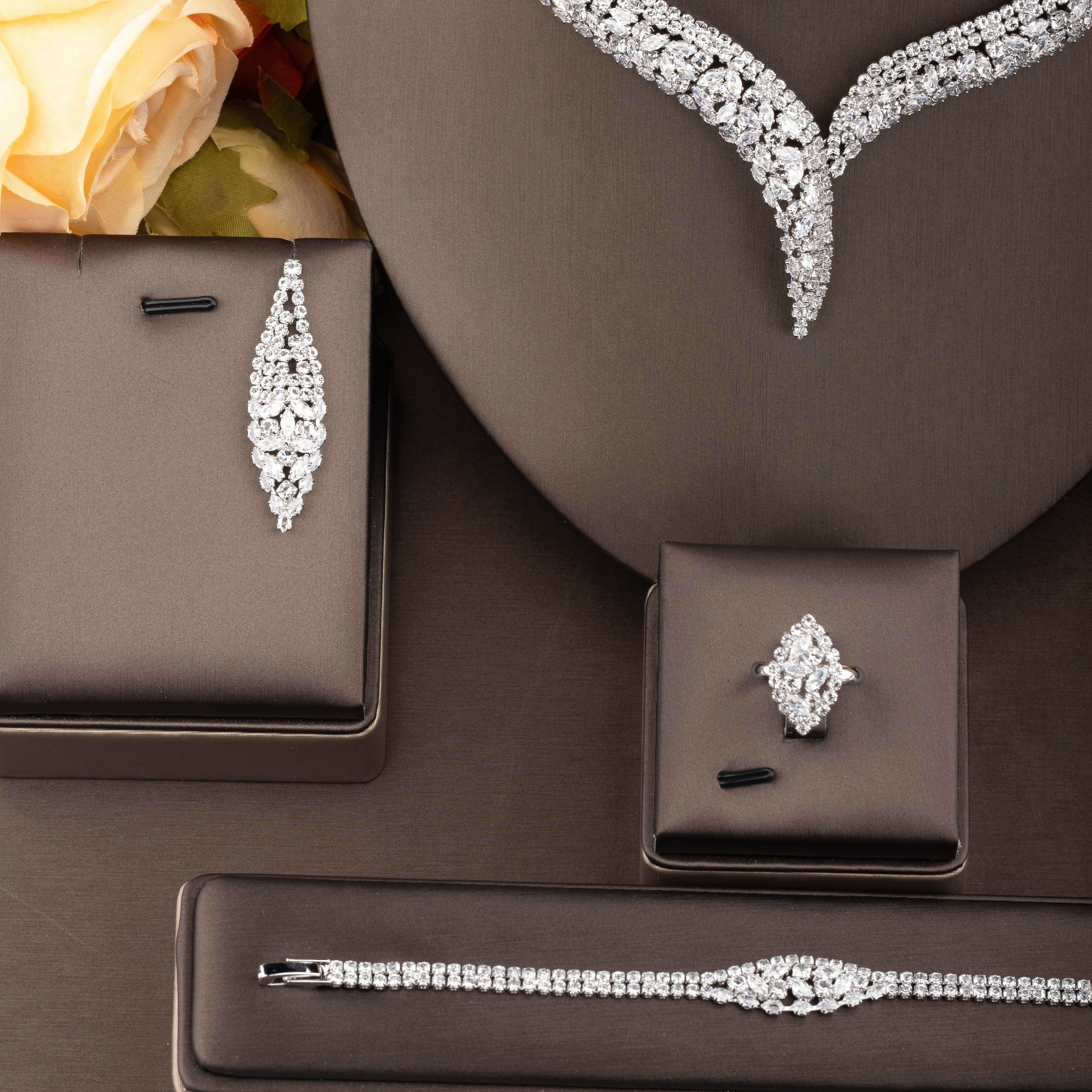 Vintage-Inspired Cubic Zirconia Jewelry Set for Bridal Parties