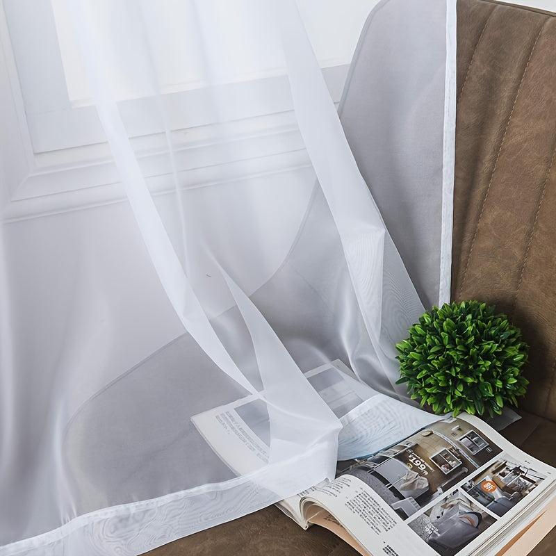 White Chiffon Curtain for Living Room Bedroom Office Cafe Elegant and Easy to Clean