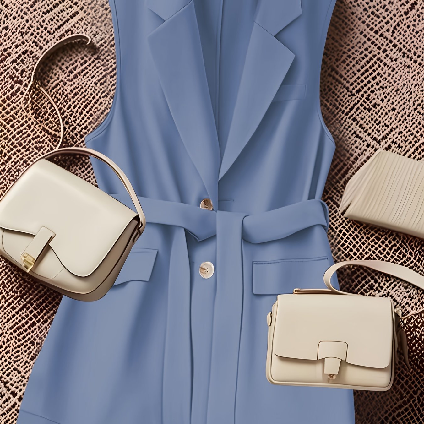 Women's Sleeveless Vest Solid Color Lapel Collar Spring Fall Woven Polyester