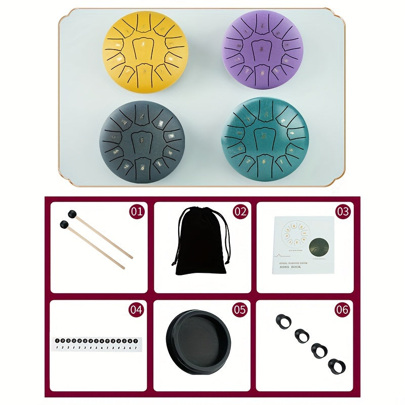 Boshlovchilar uchun 11 ta notli 6 dyuymli turkuaz po'lat tilchali davul