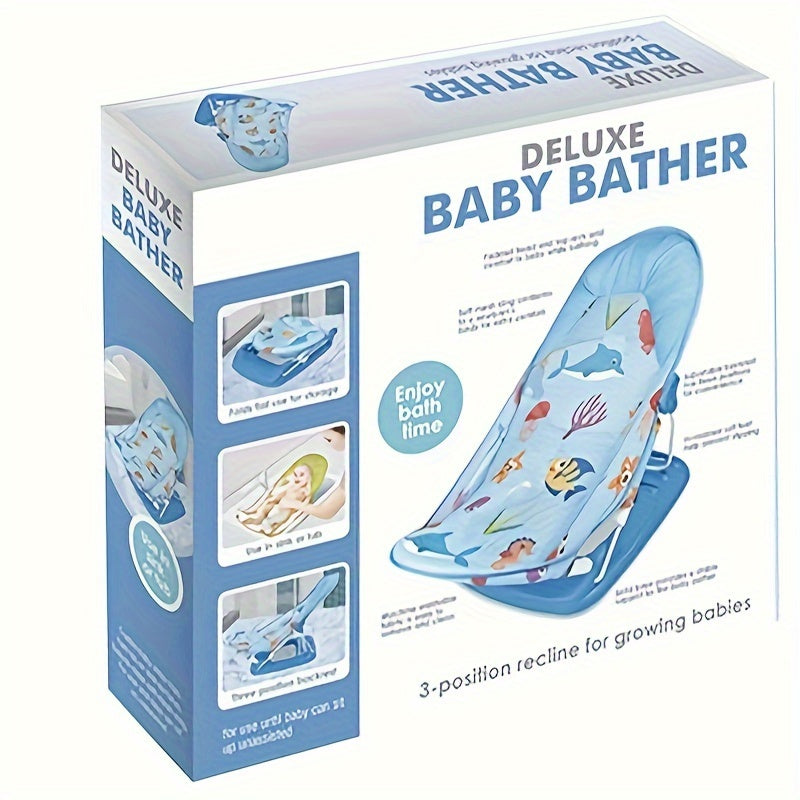 Cama de baño para bebé plegable con soporte para la columna, antideslizante, segura para el baño de recién nacidos