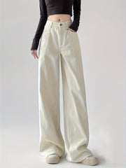 Women's Straight Leg Jeans with Multiple Pockets Denim Long Washed Non-Stretch