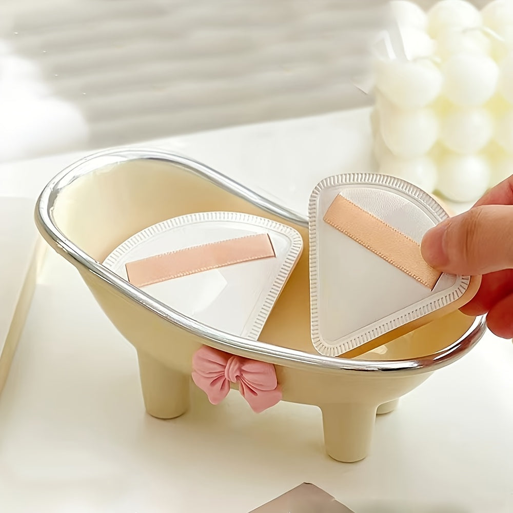 Cute Bathtub Soap Dish Holder, Ceramic Bathroom Accessories for Soap Storage