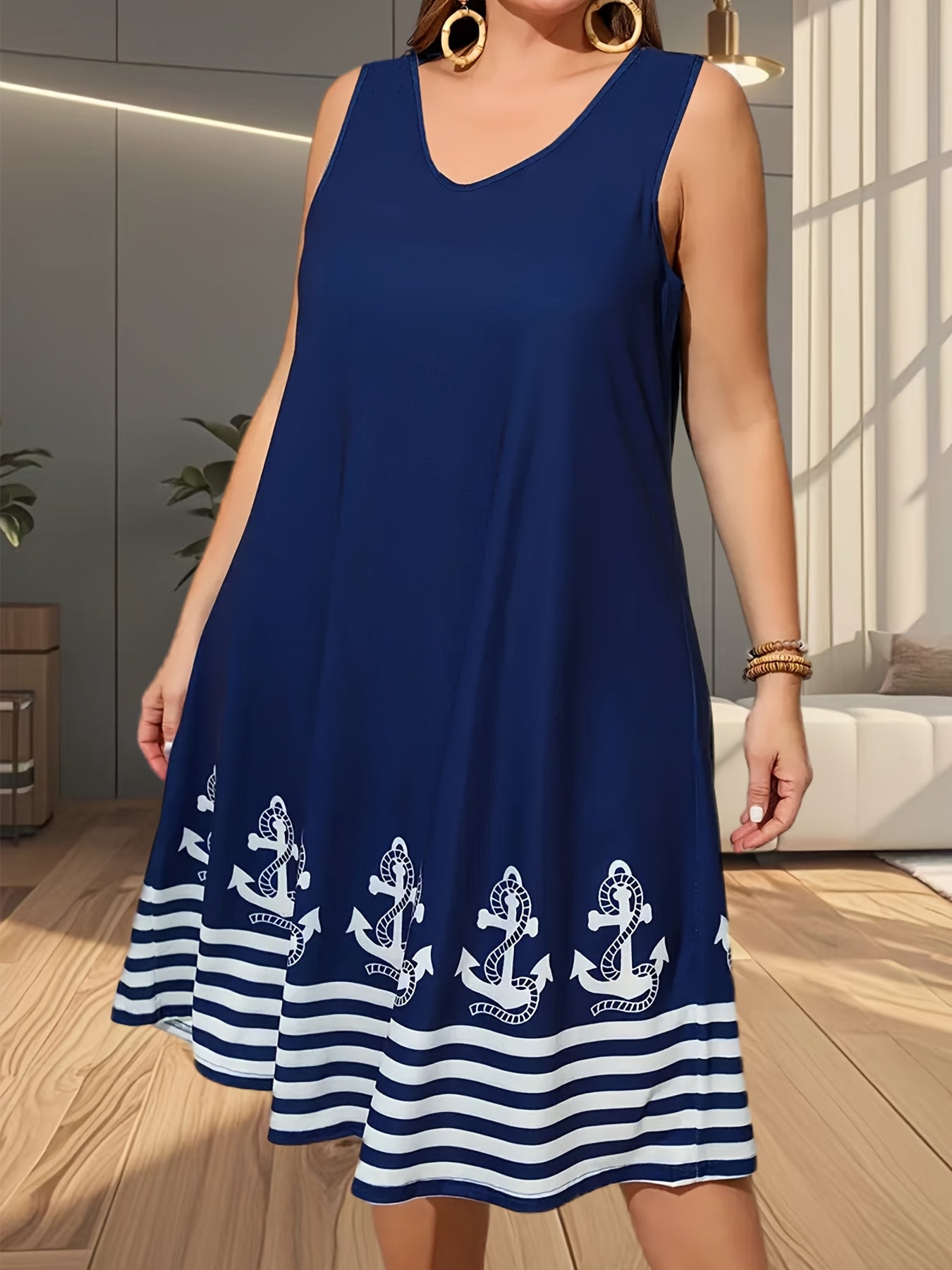 Plus Size Printed Camisole Dress for Women Casual Summer Sleeveless