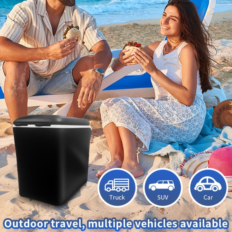 Sayohat va lager uchun portativ avtomobil muzlatgich sovutgich va issiqlik, qora