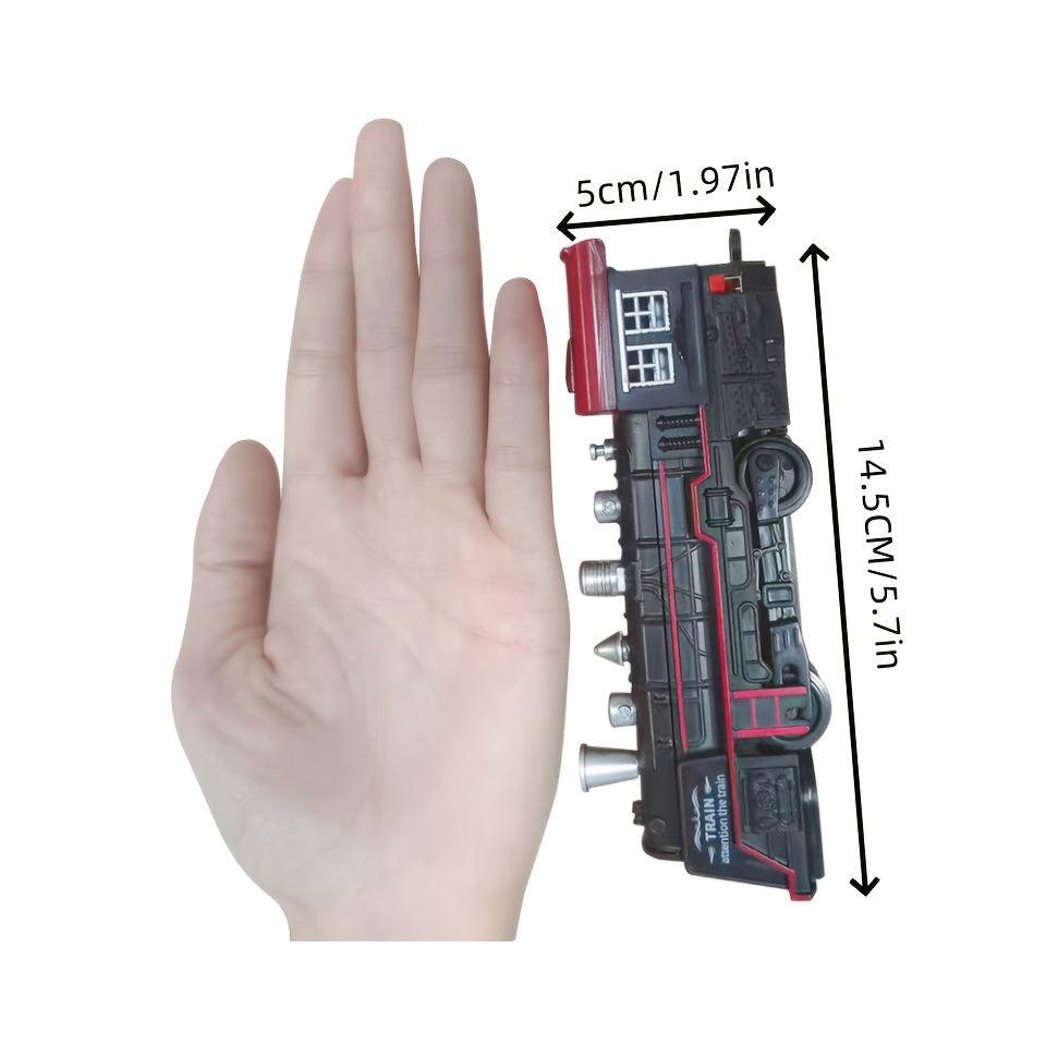 Set de tren de juguete con motor de luz y sonido, vagones de pasajeros y de carga, pista para edades 3+