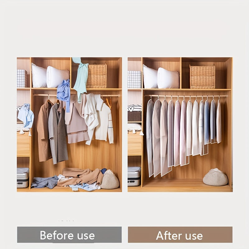 Five Pieces Clothes Dust Cover Bags with Zippers for Storage Closet Wardrobe Organizing