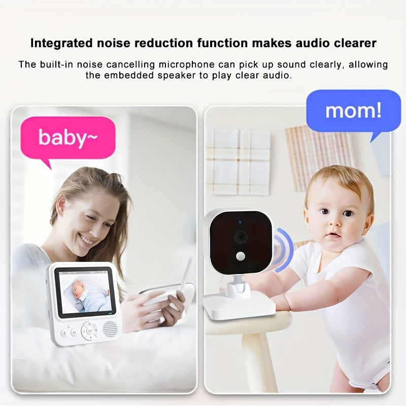 HD Safety Monitor with Voice Intercom Temperature Display Rechargeable Battery Cry Alarm Camera