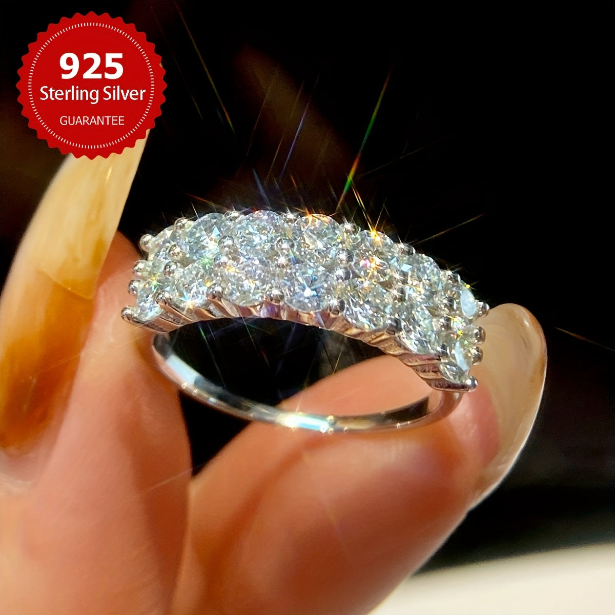 Moissanite Engagement Ring 1.4 Carat Sterling Silver Promise Wedding Jewelry