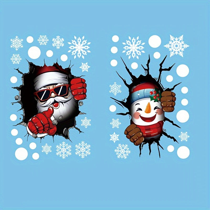 Set of 44 Christmas Window Clings with Santa and Snowman Designs for Glass Decor