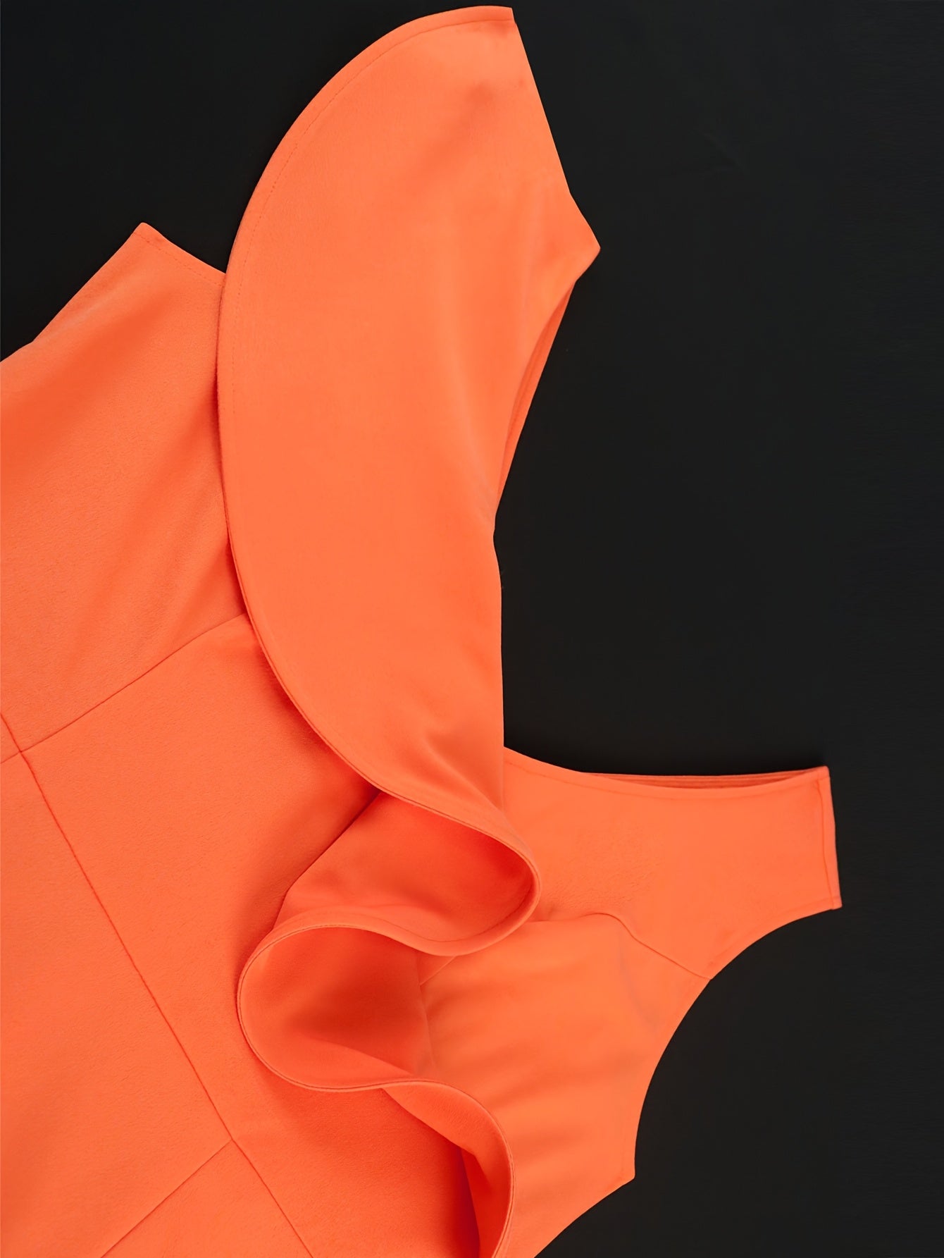 Women's Sleeveless V-Neck Fitted Midi Party Dress with Lotus Leaf Design