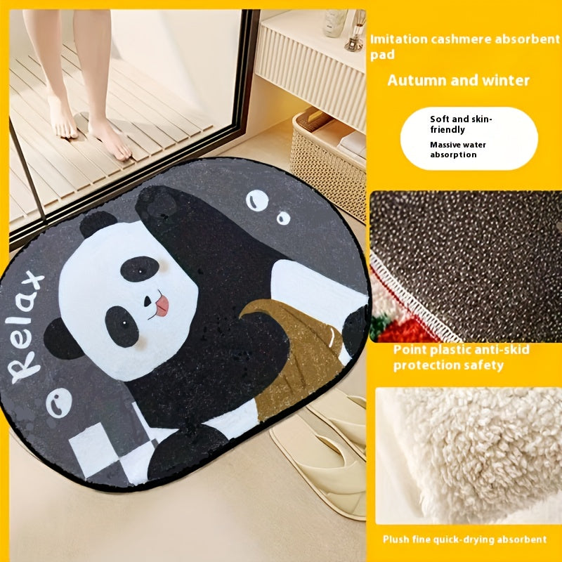 Cartoon Panda Bathroom Mat Soft Absorbent Hand Washable Home Decor