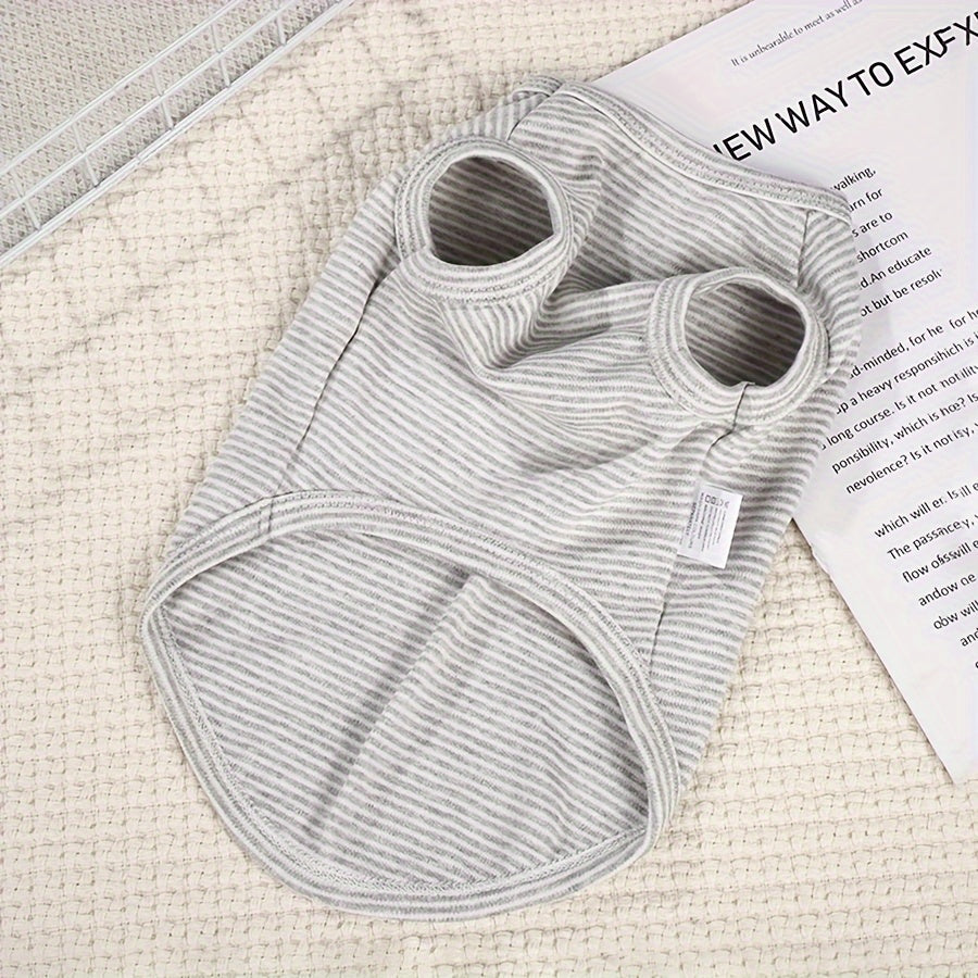 Small Pet Vest Knit Striped Pullover Machine Washable for Dogs and Cats