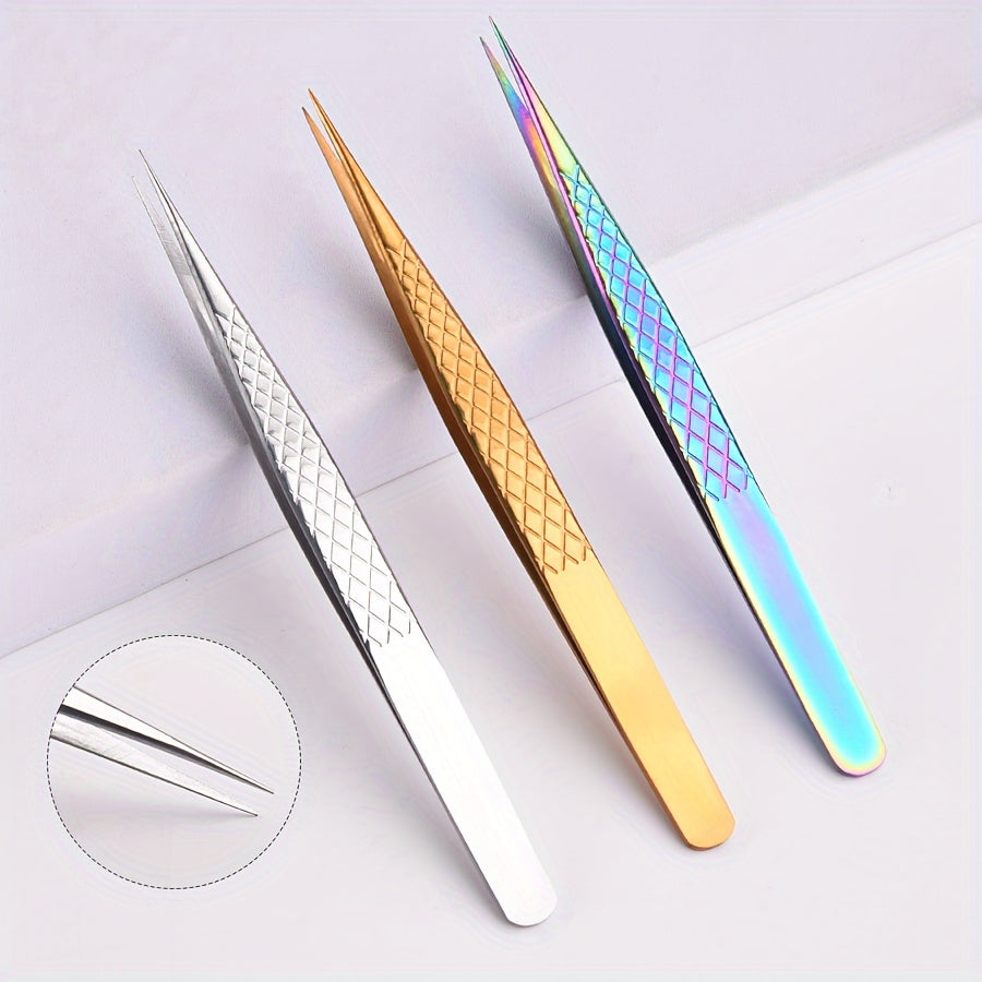 Juego de pinzas para pestañas de acero inoxidable unisex, injerto de precisión, pinza para pestañas postizas