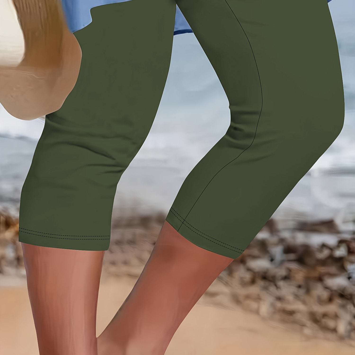 Women's Plus Size High-Waisted Capri Leggings Stretchy Comfort Black