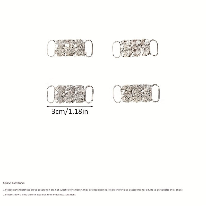 Women Silver Rhinestone Shoe Clips 4-Pack for Boots and Sneakers