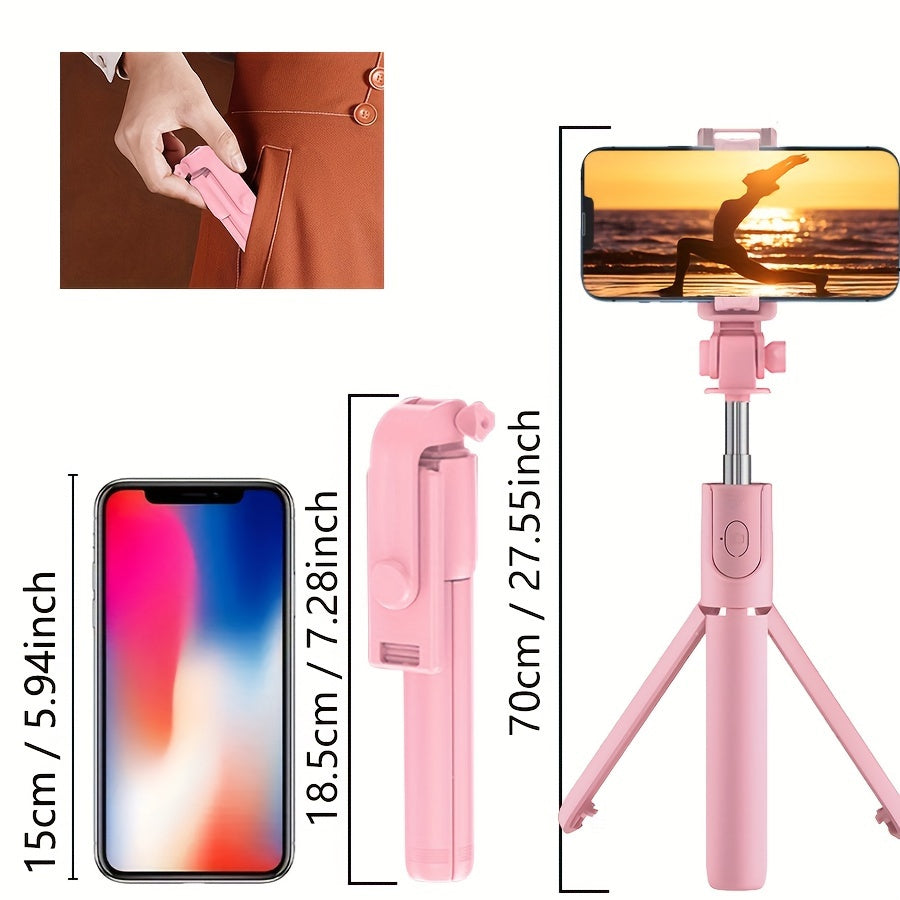 Selfie Stick with Phone Mount Wireless Remote 360° Rotation Extendable Travel Essential for Smartphones