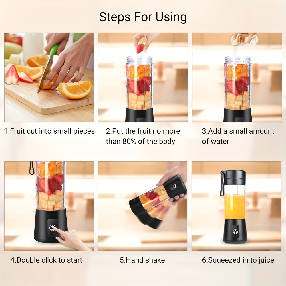 Portable USB Rechargeable Blender Personal Smoothie Maker 380ml Black Green