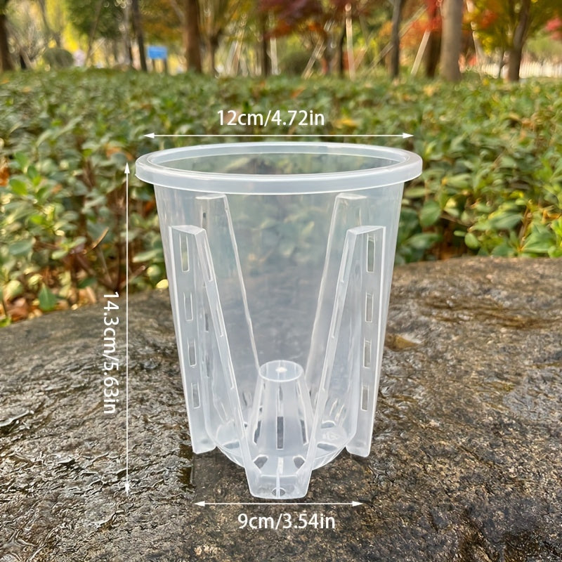 Set of 5 Round Plastic Orchid Pots with Drainage Holes for Indoor Outdoor Use