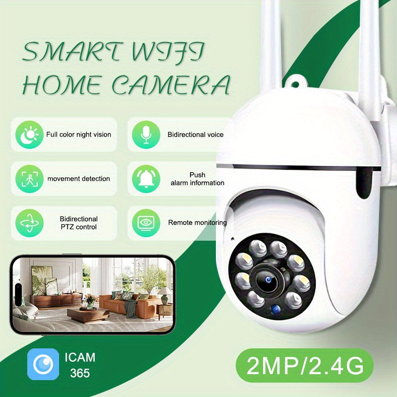 1080p WiFi Security Camera with Night Vision Motion Detection Two-Way Audio PTZ Remote Monitoring